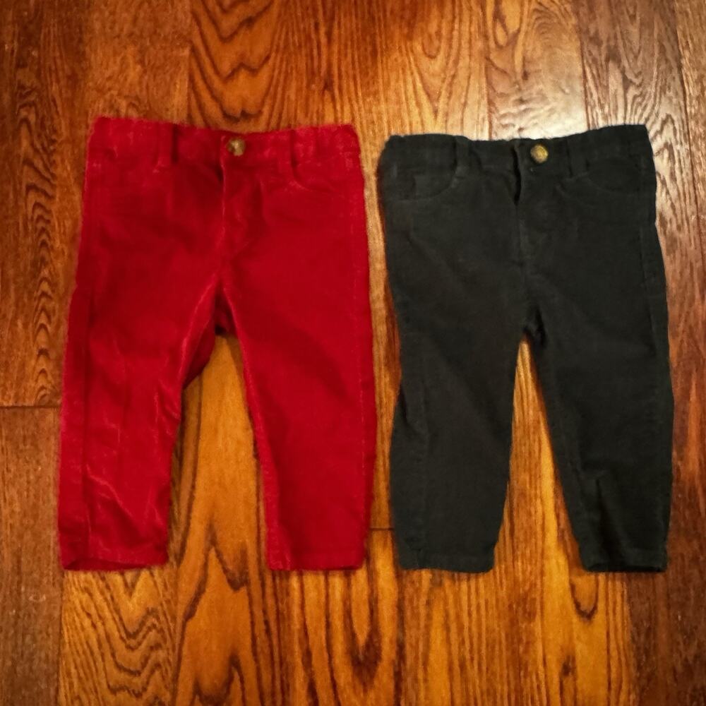 Edgehill Corduroy Pants Baby 12 Months Unisex Boy Girl 2 Pair 1 Green 1 Red